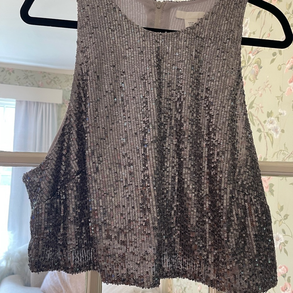 H&M Silver Sequin Tank Top
